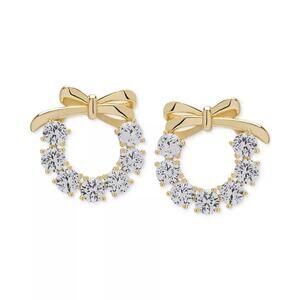 White Sapphire Christmas Wreath Stud Earrings (4-3/4 ct.t.w.) in 14k Gold-Plated
